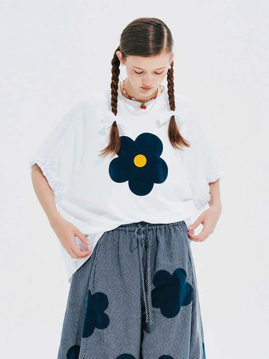 Y2K Floral Patch Loose Fit Summer T-Shirt