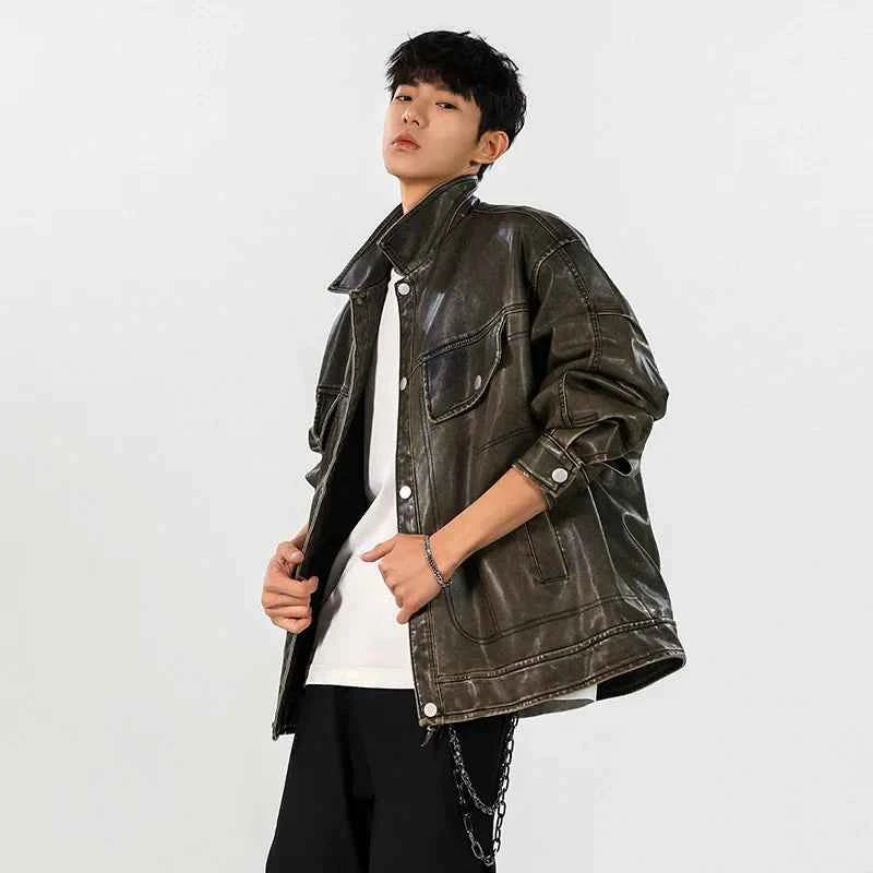 Classic Premium Vintage Loose Leather Motorcycle Jacket