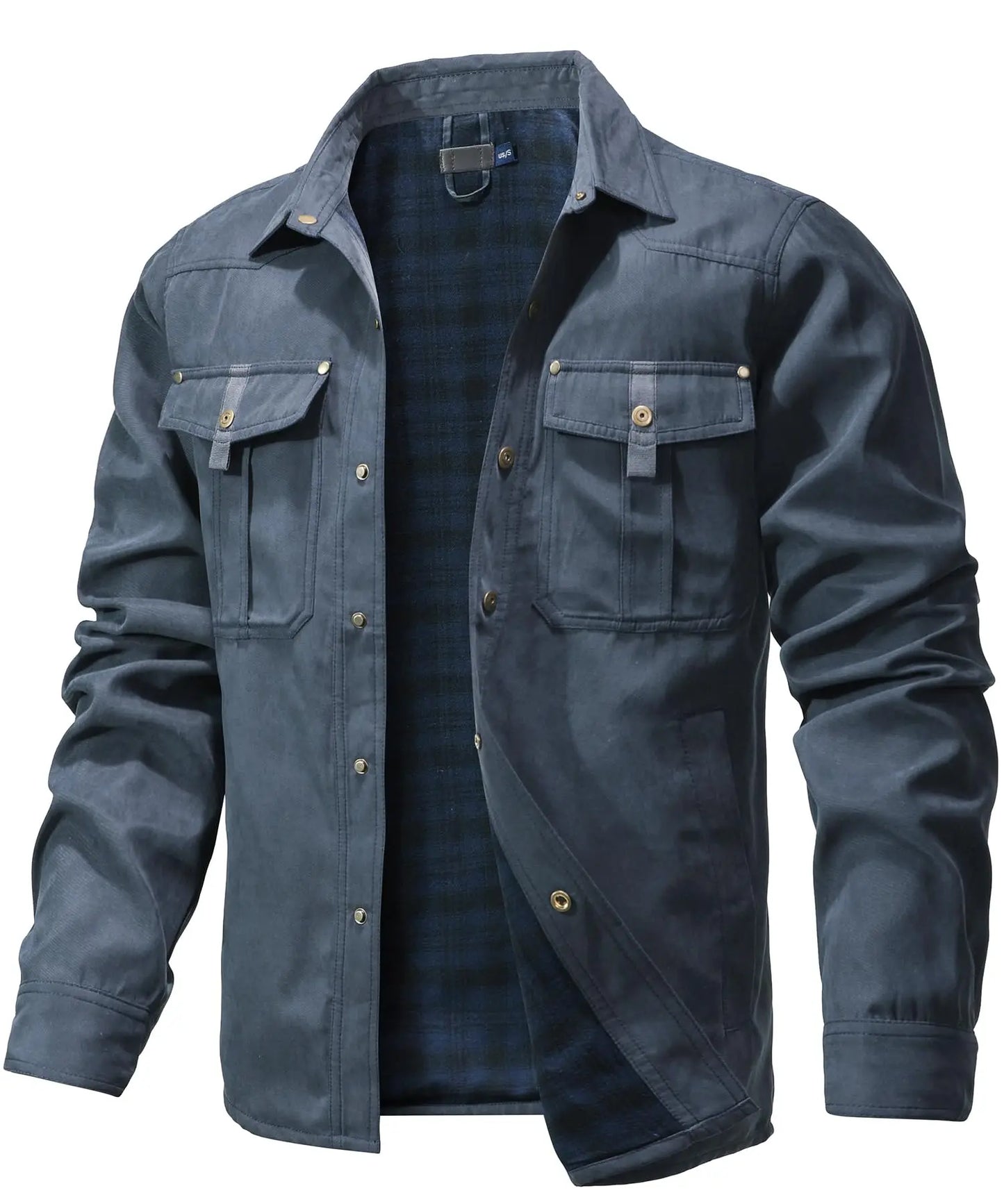 Flannel Lined Plaid Button-Up Jacket