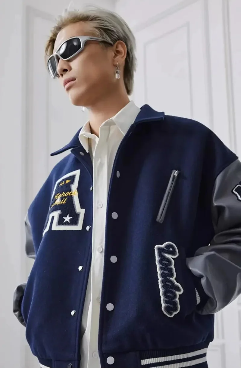 Effortless Embroidered Baseball Varsity Jacket - Luxuryurbanwear