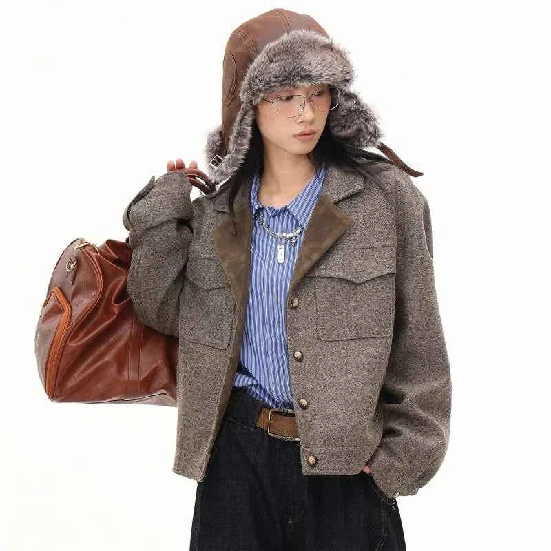 Women Oversize Elegant Cropped Trench Jacket