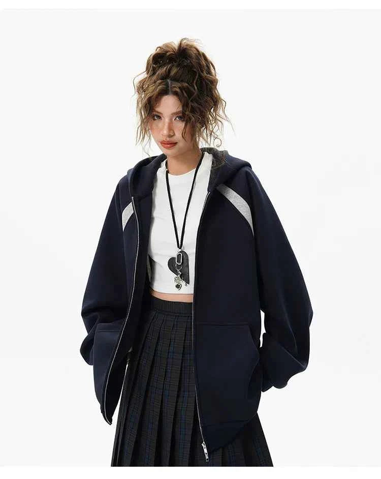 Y2K Minimalist Solid Color Casual Sweatshirt