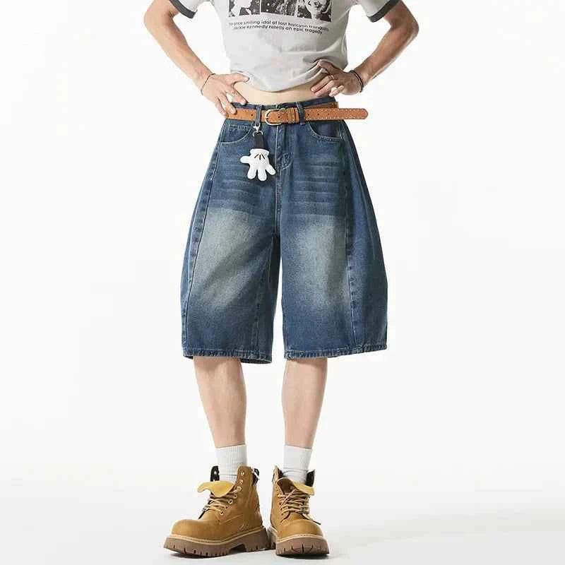 Gradient Washed Loose Casual Denim Short
