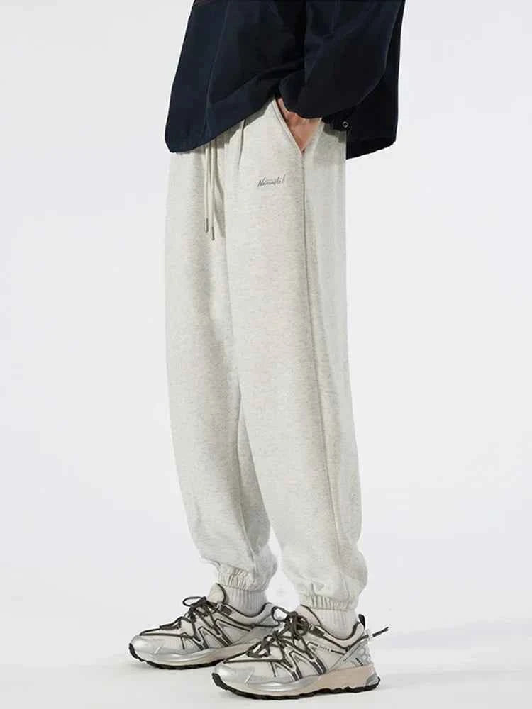 Vintage Letter Embroidered Elastic Waist Sweatpants