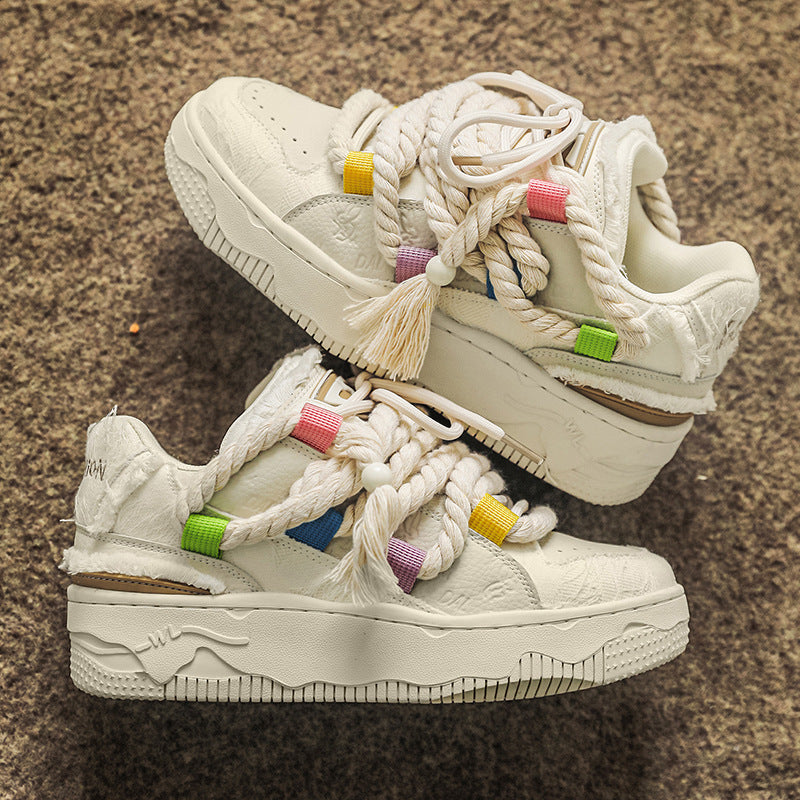 Rope Multicolor Chunky Shoes - Industrial Laced Platform Trainers | LuxuryUrbanwear
