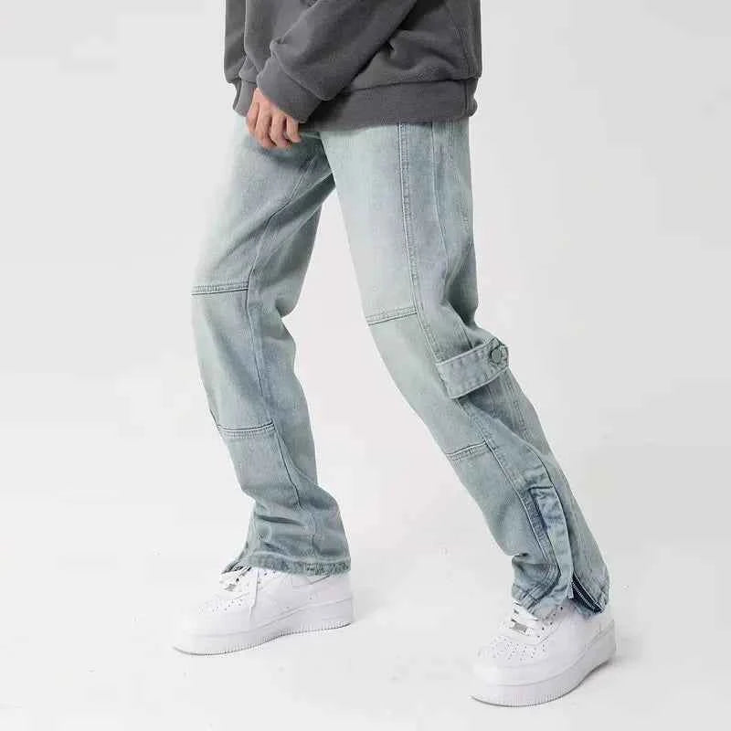 Y2K Streetwear Vintage Cyber Blue Baggy Jeans