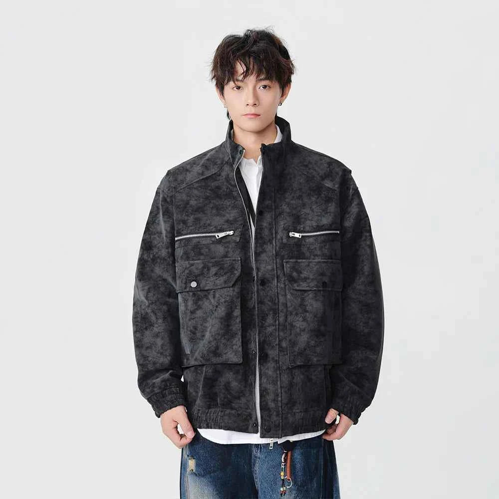 Stylish Distressed Multiple Zipper Leather Jacket