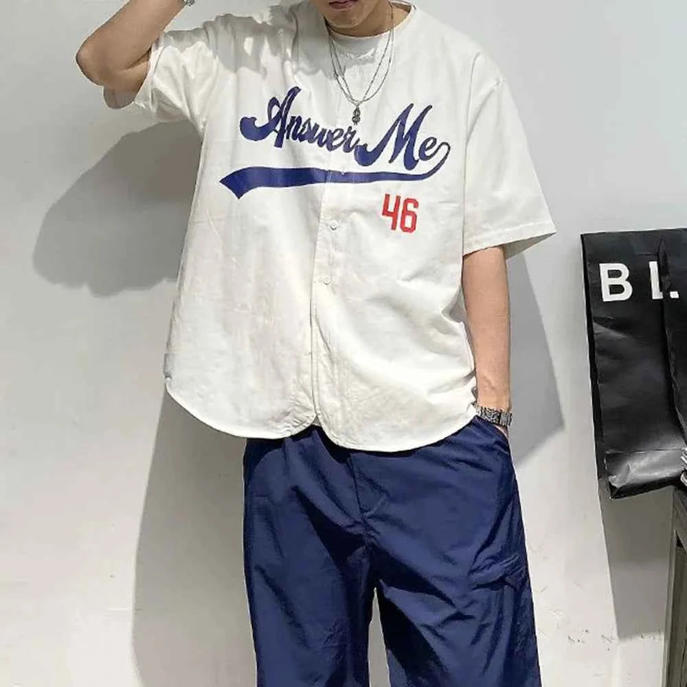 Retro American Style Letters Print Casual Shirt