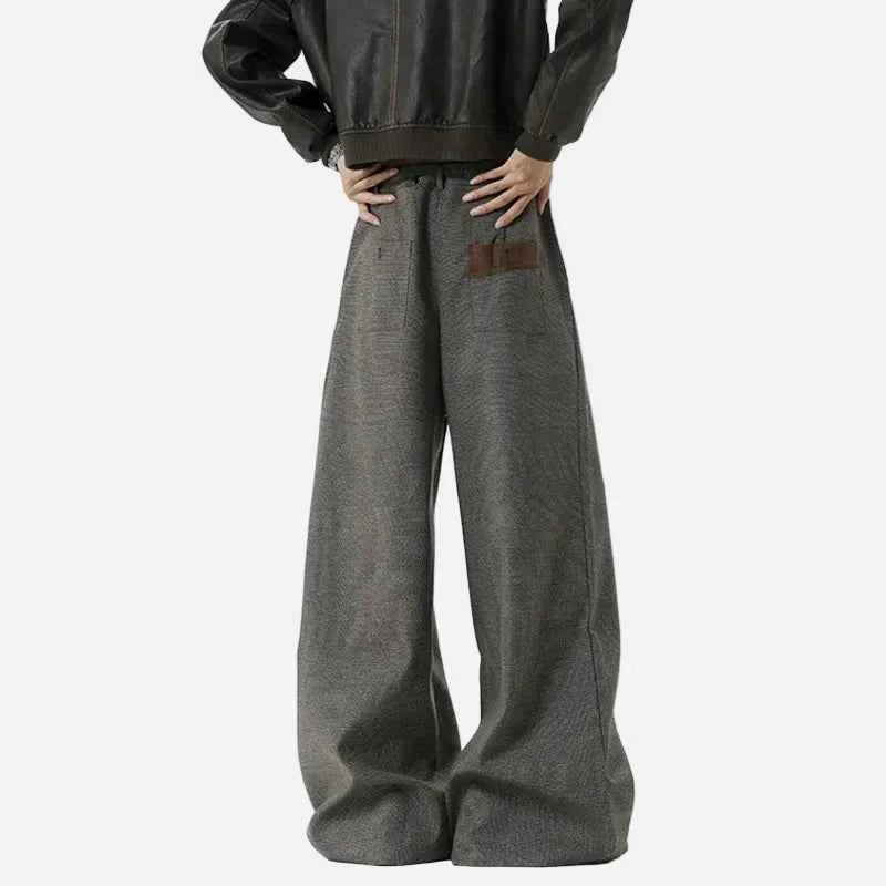 Korean Pleated Patchwork Wide Leg Suit Pants