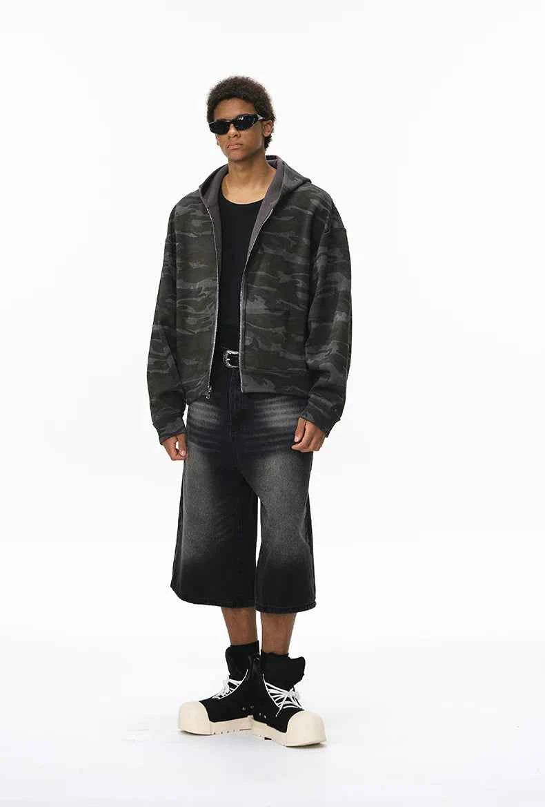 Camouflage Reversible Hooded Zip-Up Sweatshirt