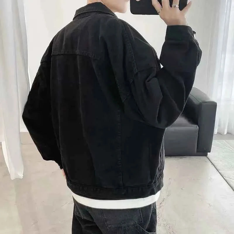 Black And Blue Cool Bomber Denim Jacket
