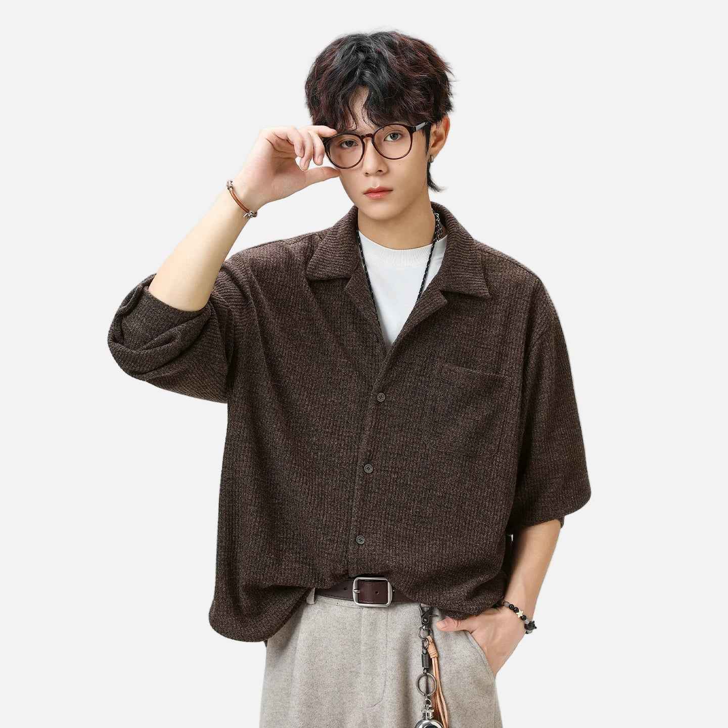 Vintage Oversized Flannel Cuban Collar Shirt