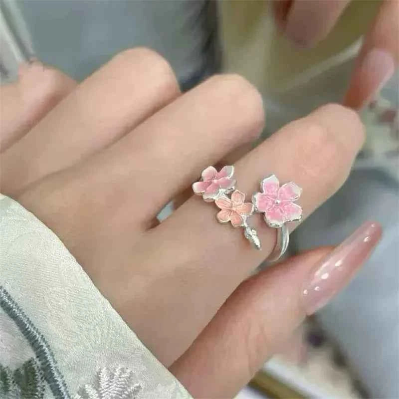 Sweet Gradient Flowers Cuff Finger Ring