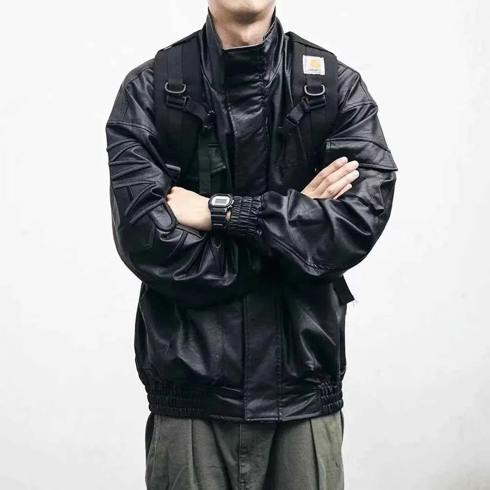 Men Durable Versatile Casual Leather Biker Jacket