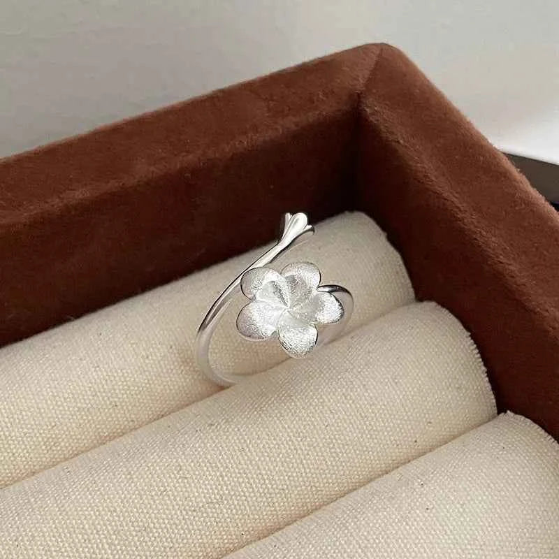Elegant Asymmetric Flower Sterling Silver Ring
