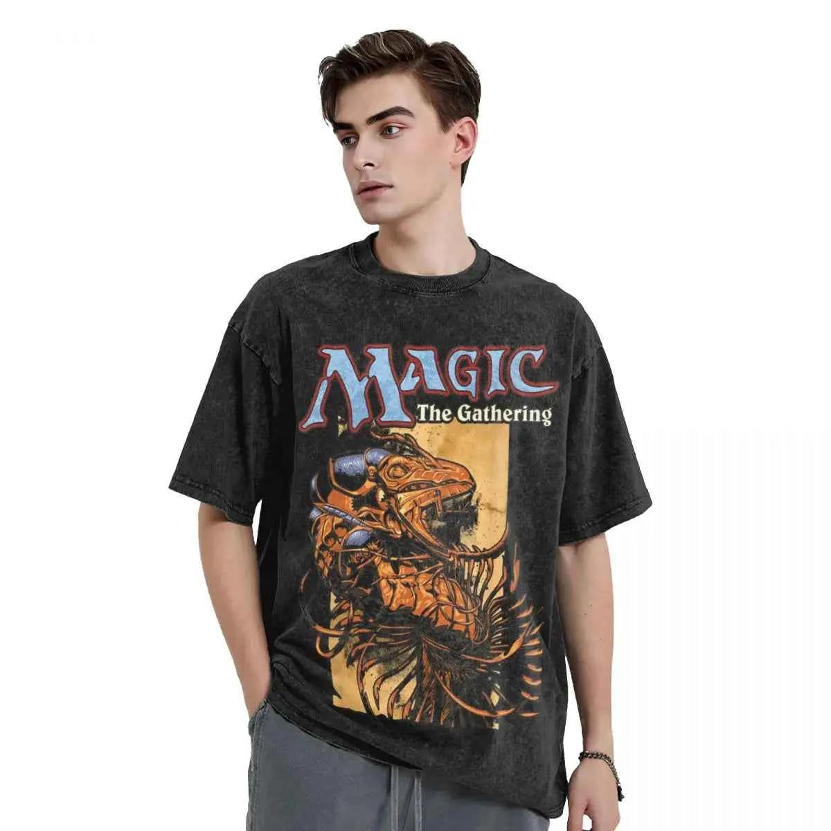 Vintage Washed Monster Desk Cotton T-Shirt