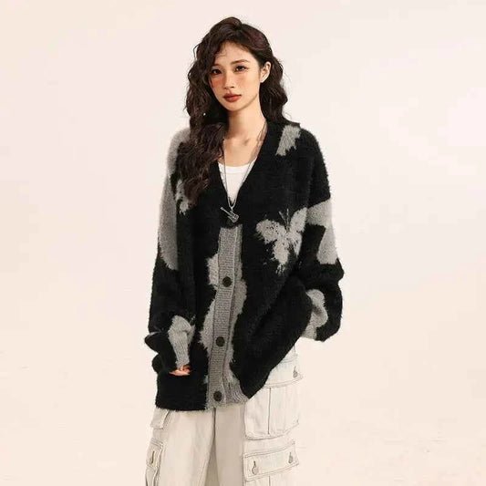 Women Cool Retro Loose Knitted Cardigan
