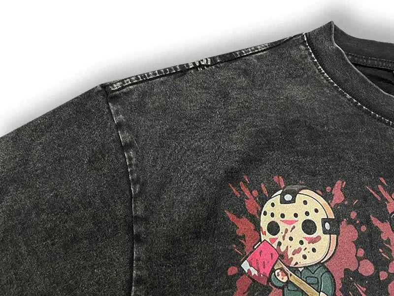 Insulated Oversized Washed Funny Cartoon Killers T-Shirt