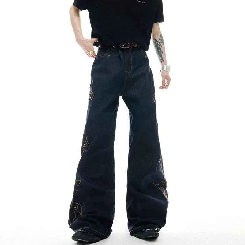 High-Quality Personalized Embroidery Wide Leg Jeans