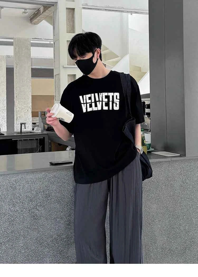 Streetwear Cool Bold Velvets Typography Casual T-Shirt
