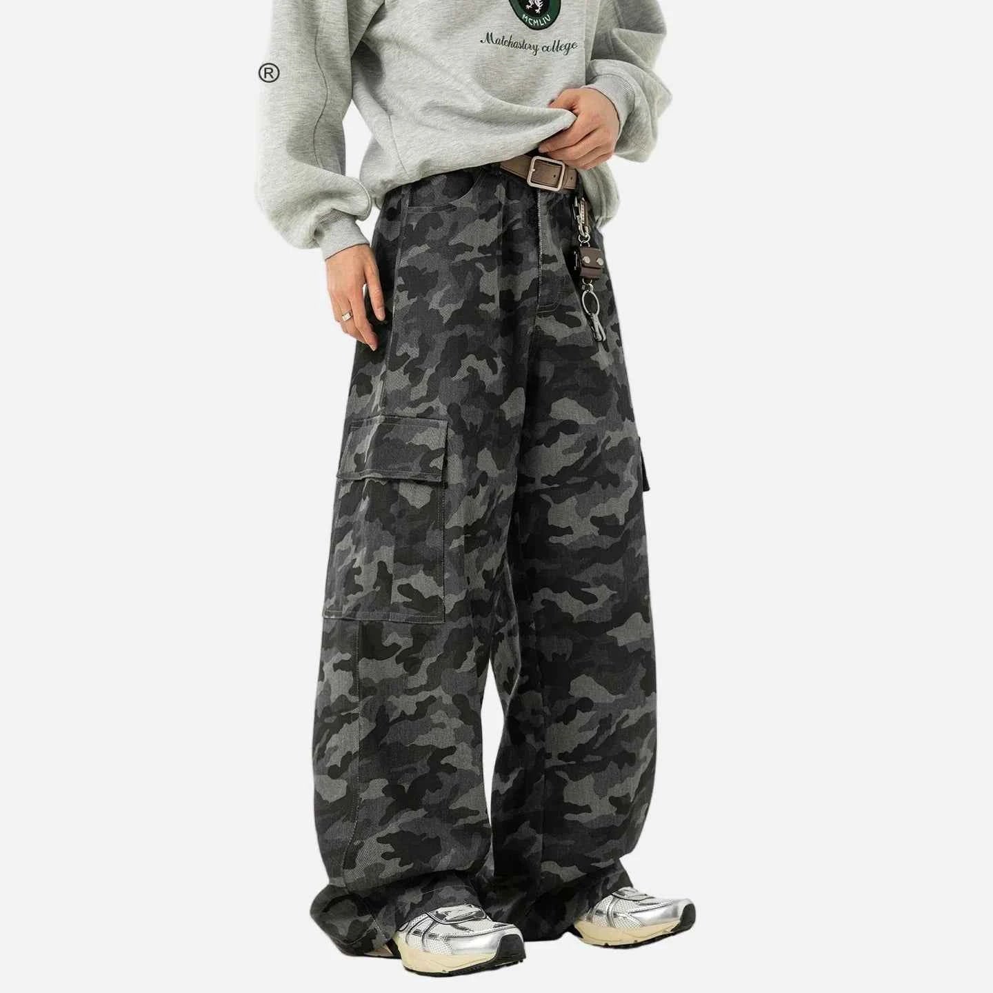 Vintage Tactical Camo Cargo Straight Leg Pants