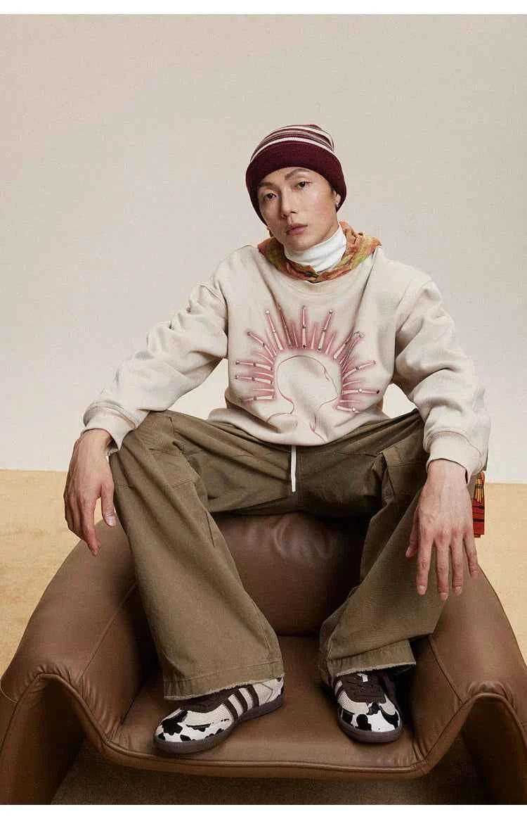 Y2K Autumn Streetwear Rivet Print Sweatshirt