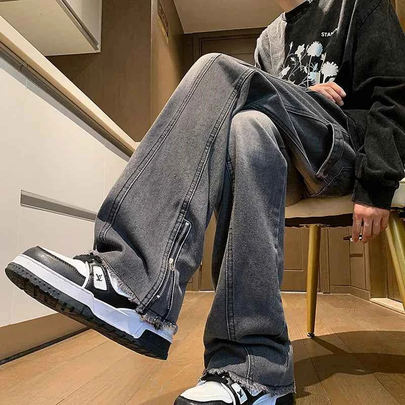 Men's Trendy Streetwear Zipper Denim Jeans