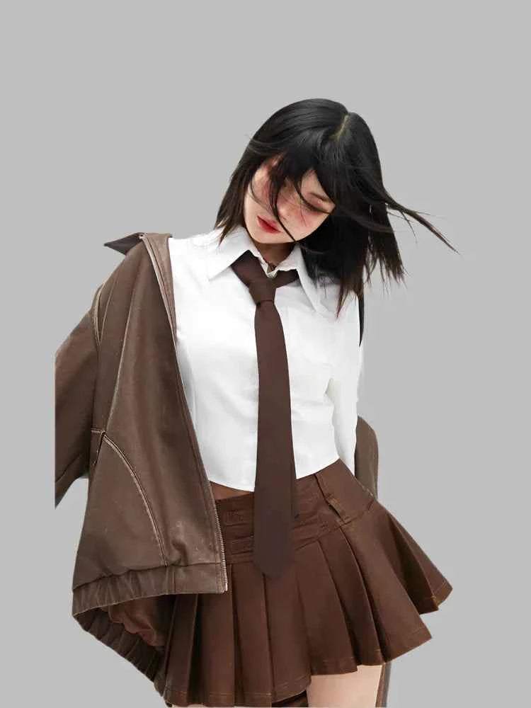 Retro Oversized Distressed Faux Leather Jacket
