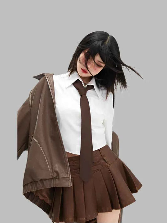 Retro Oversized Distressed Faux Leather Jacket