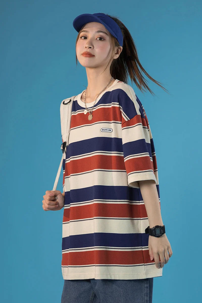 SQ2 Multi Striped Color Loose T-Shirt