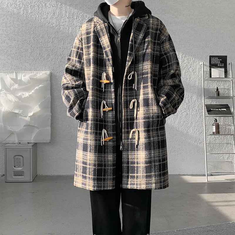 Plaid Mid-Length Single Breasted Coat