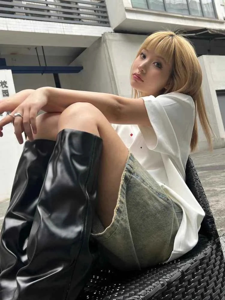 Women Streeteare High Waist Denim Short