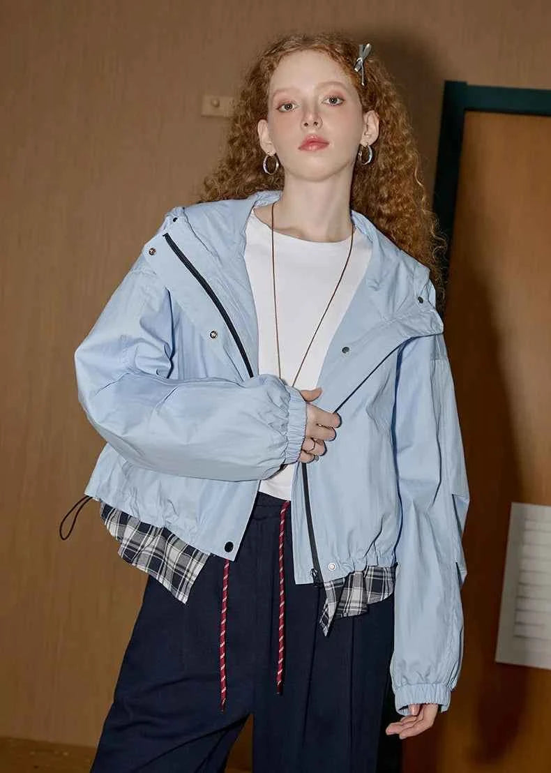 Sporty Trendy Hooded Windbreaker Jacket