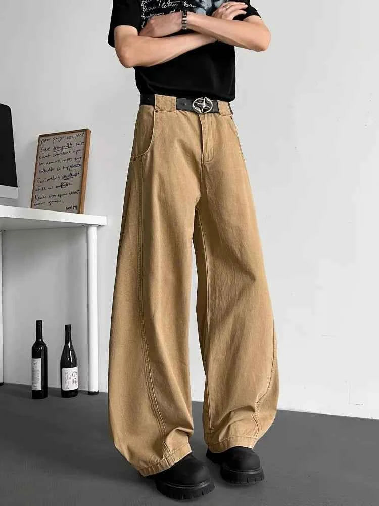 Y2K Cool Khaki Patchwork Cyber Jeans