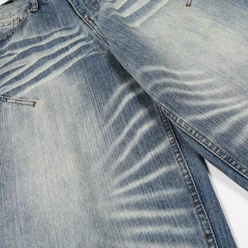 Vintage Moustache Effect Distressed Jeans
