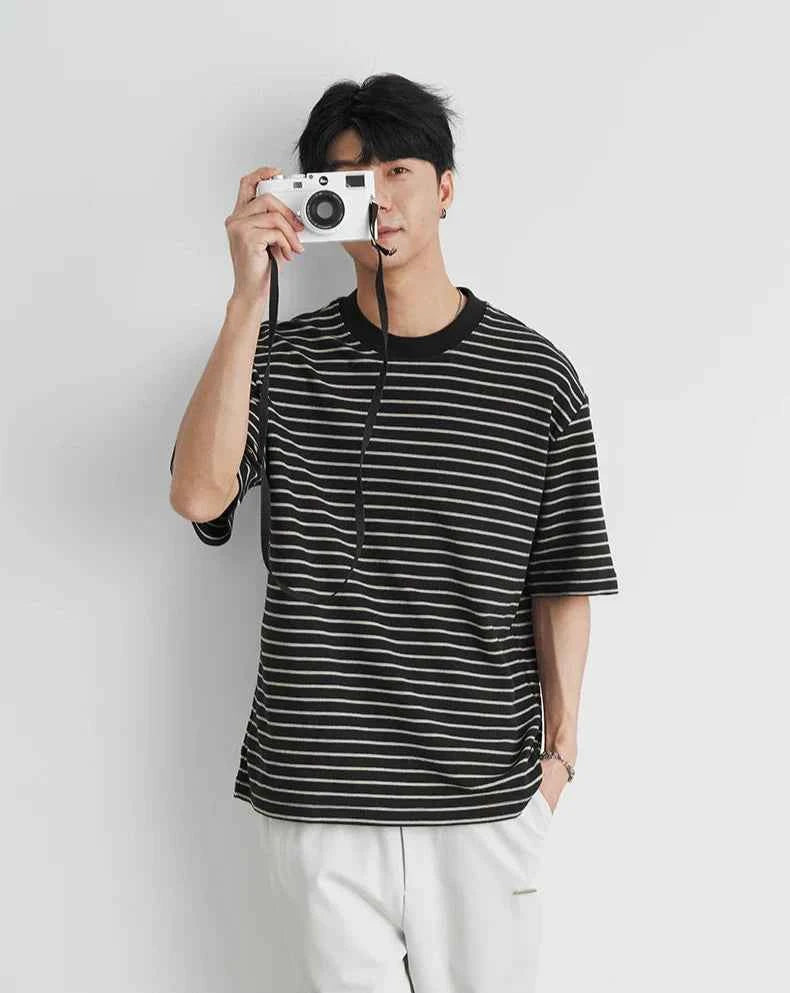 Y2k Men's Cool Comfortable Striped Short Sleeve T-Shirt