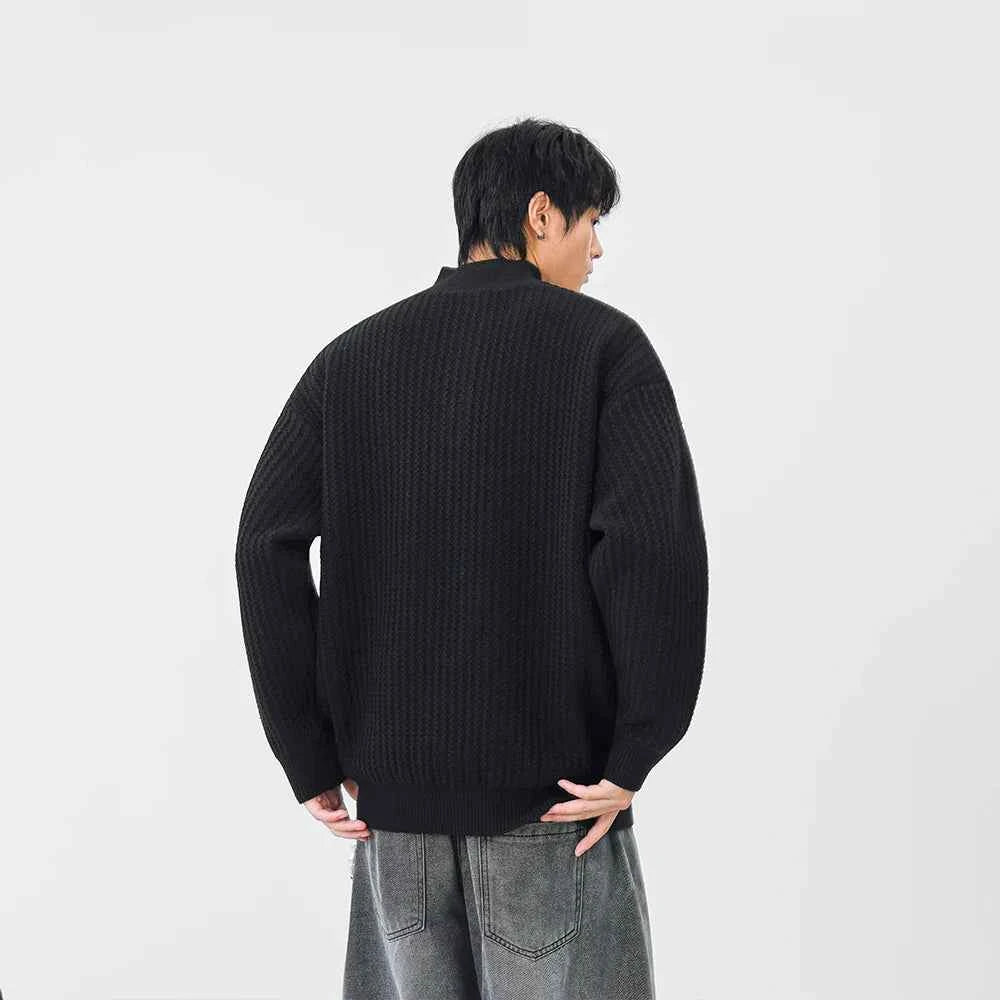 Cozy Mock Neck Waffle Knit Jumper Sweater