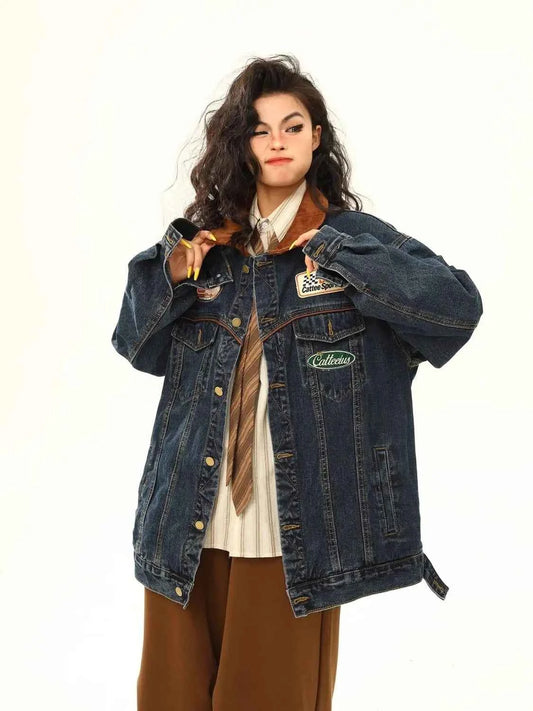 Y2K American Winter Loose Denim Jacket