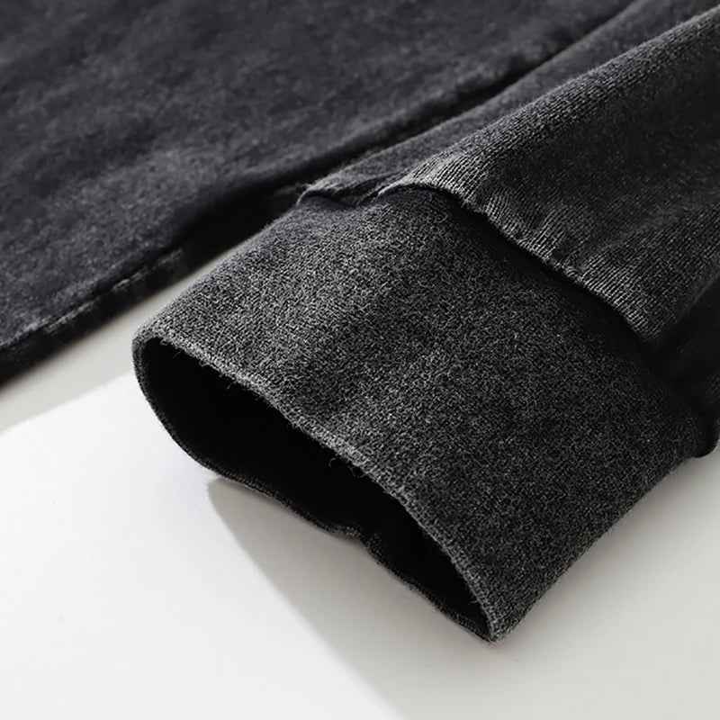 Fashionable Washed Black Ghost Casual Sweatshirt