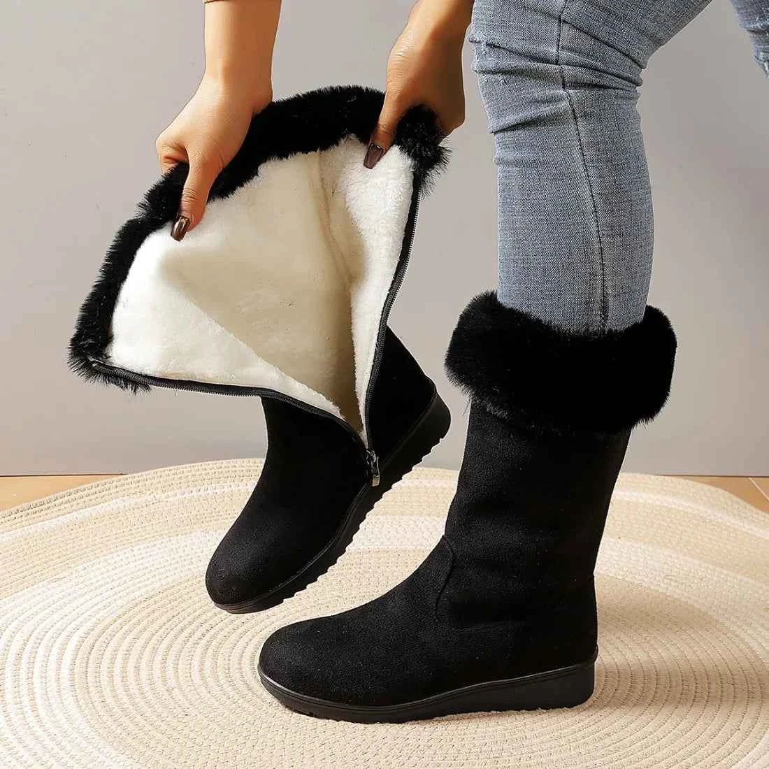 Winter Leather Snow Plush Sole Boot