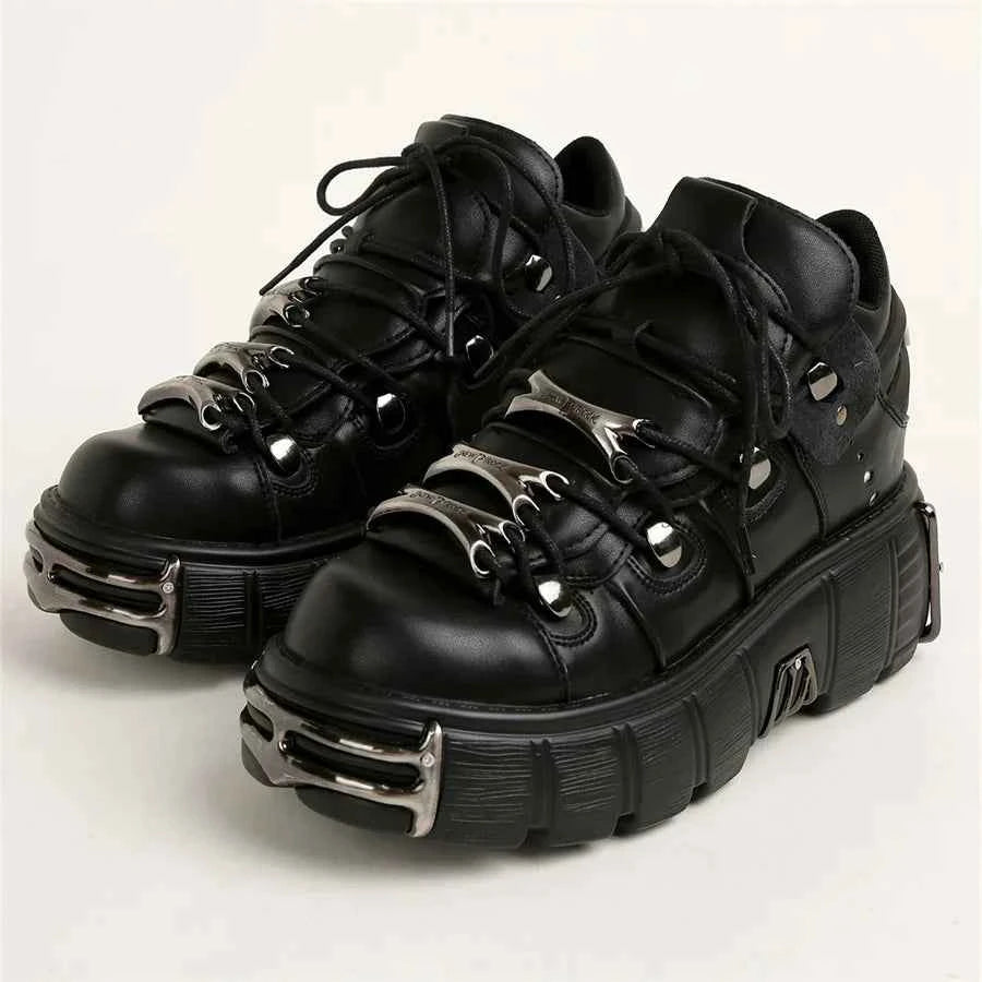Gothic Retro Lace-Up Ankle Platform Shoes