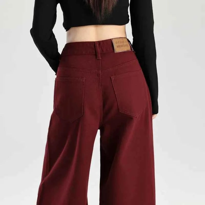 Retro Loose Red Emo High Waist Denim Jeans