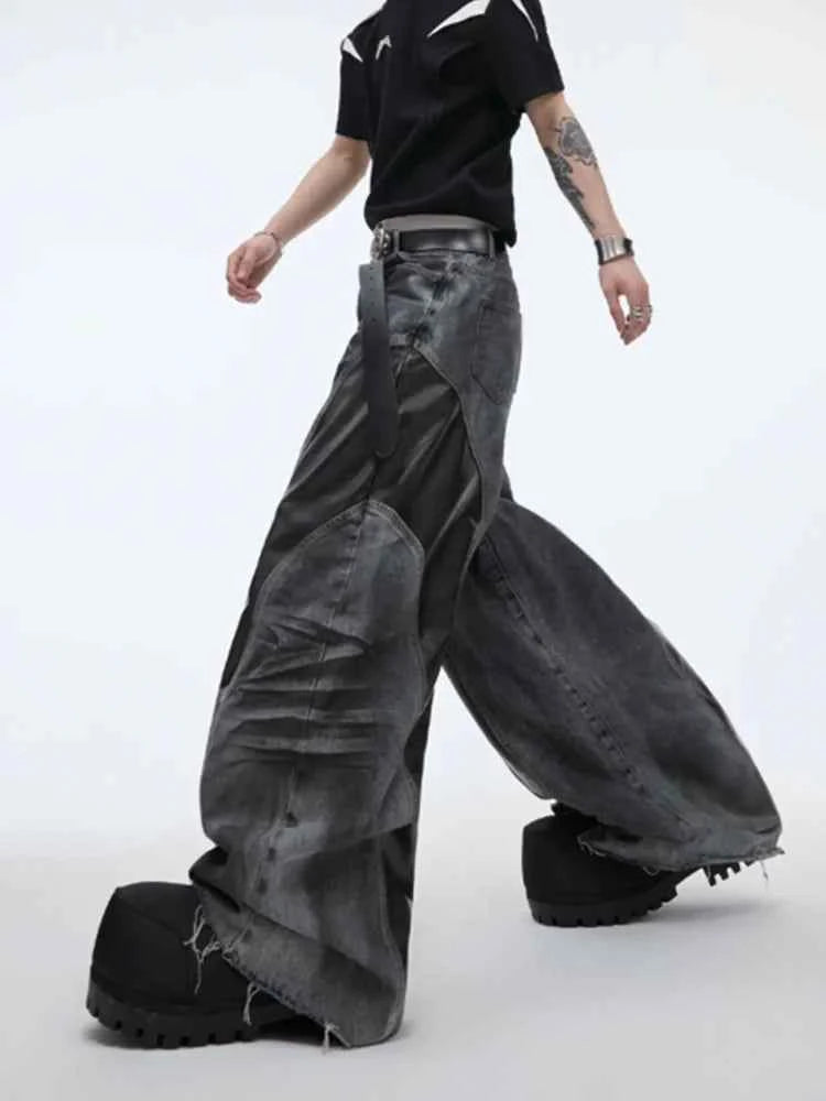 Y2K Vintage Black Cyber PU Leather Jeans