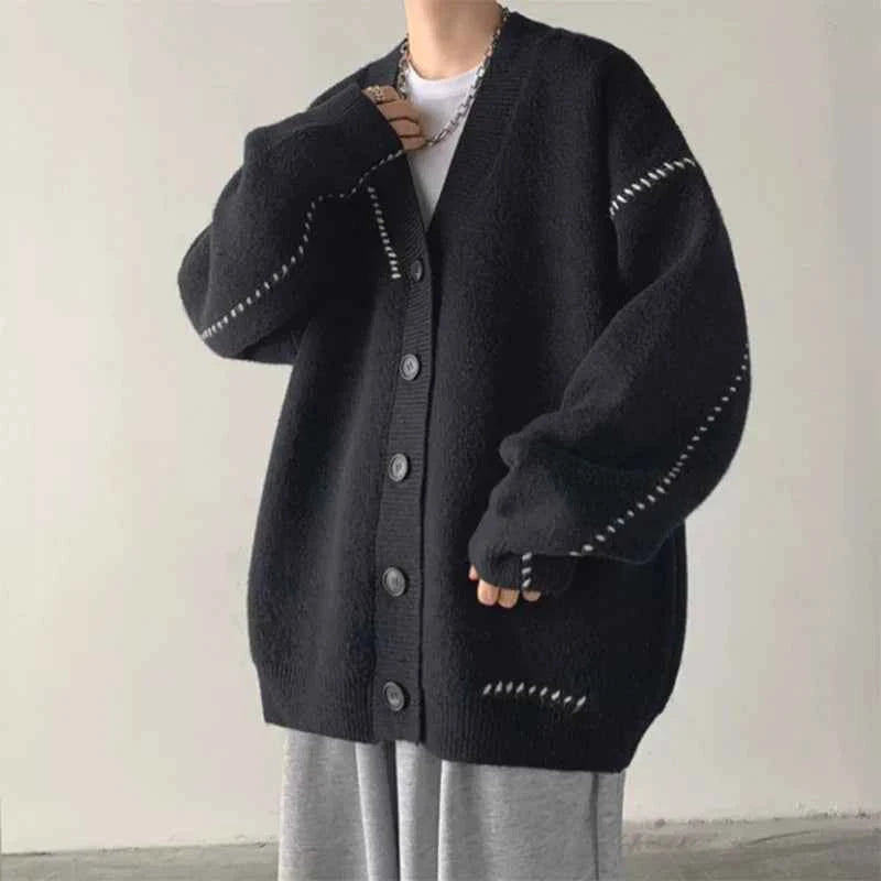 Cozy Oversized Patchwork Knit Cardigan