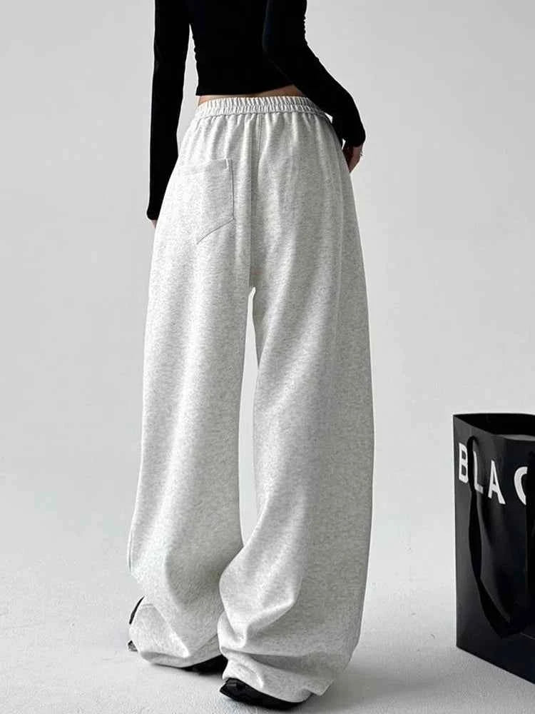 Women Cool Vintage Loose Gray High Waist Sweatpants