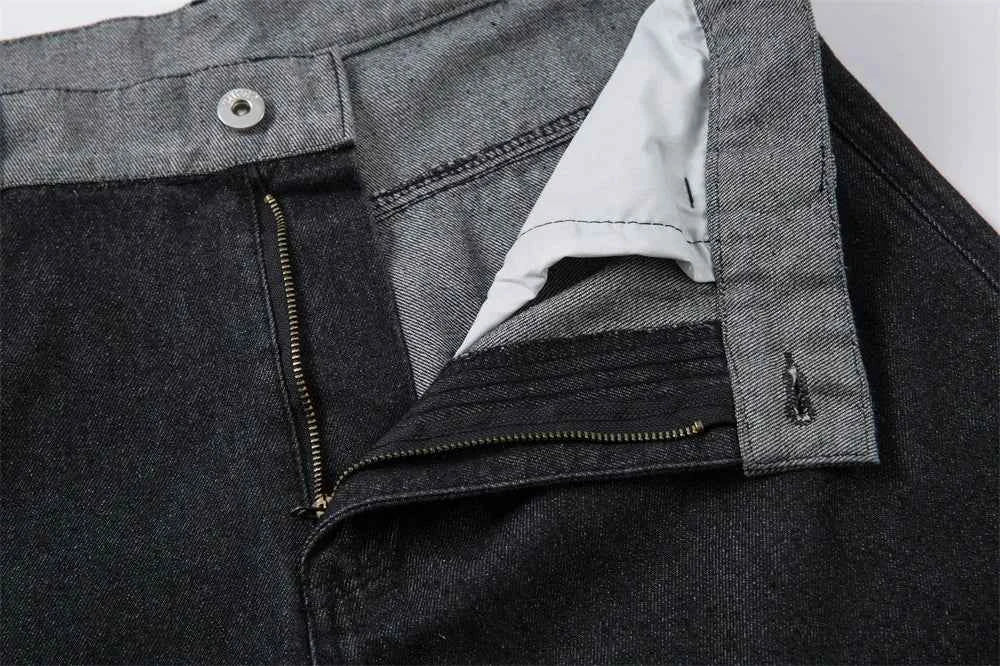 Vintage Distressed Wide Leg Denim Cargo Jeans