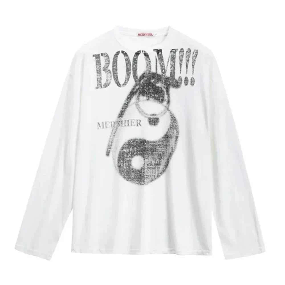 Chic Chinese Style Graphic Print Long Sleeve T-Shirt