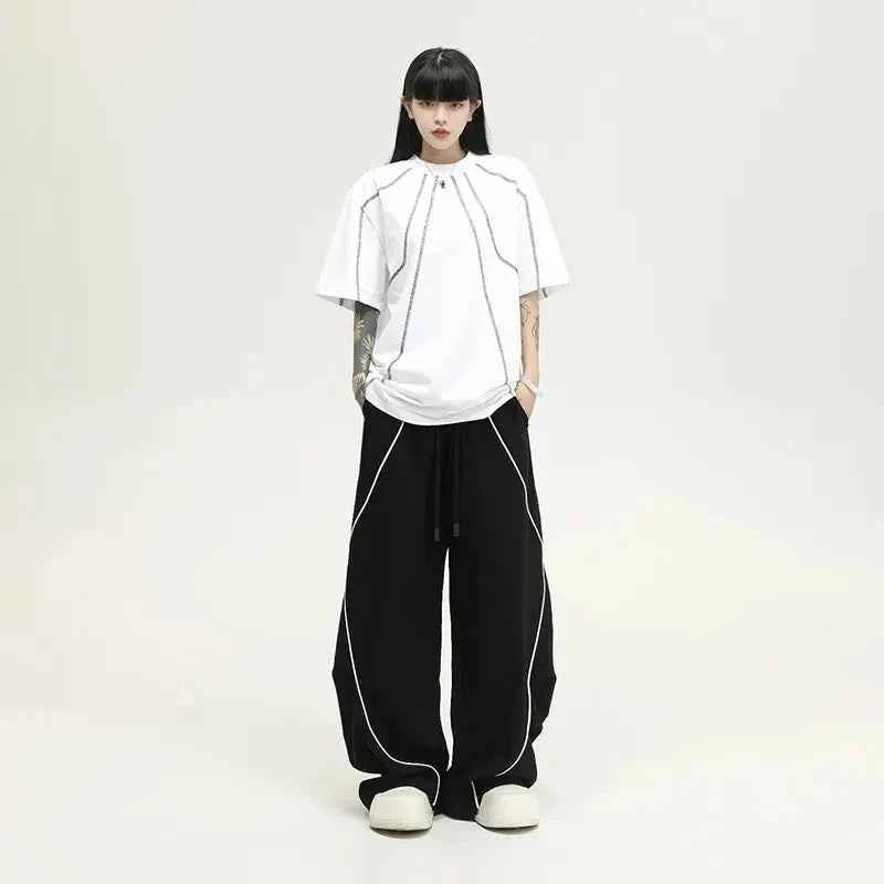 American Vintage Striped Patchwork Wide Sweatpants