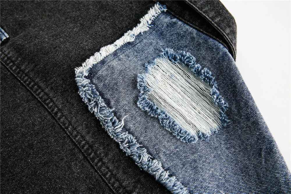 Retro Oversized Casual Patchwork Denim Jacket