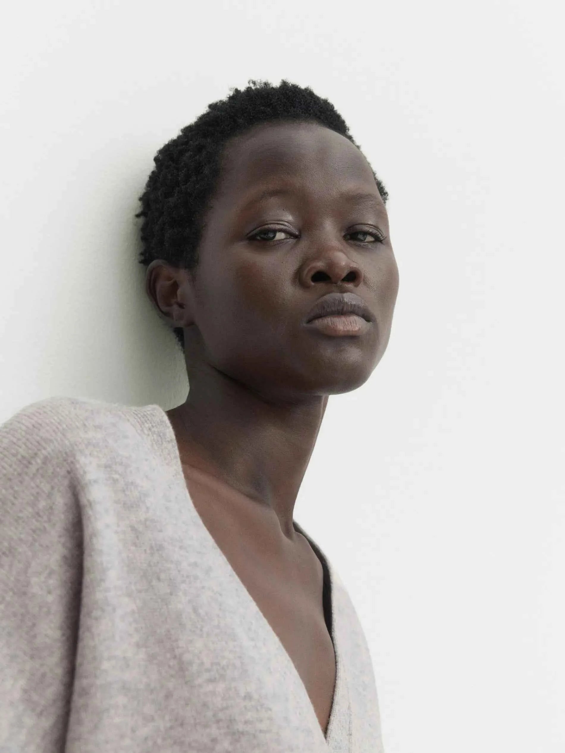 Ethereal Minimalist V-Neck Knitted Cardigan